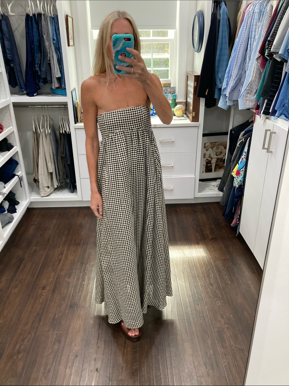 DISSH Strapless Black and White Gingham Maxi Dress 4